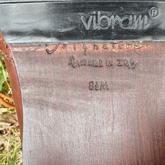 Vintage Joan Helpern Wingtip Oxford Heeled Ankle Boots Cognac Womens 8.5 M Italy - Picture 13 of 14